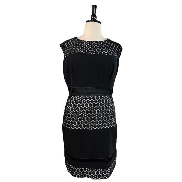 Studio One Sheath Dress Black Eyelet Lace Sleeveless Women’s Size 14 Plus - Picture 1 of 11
